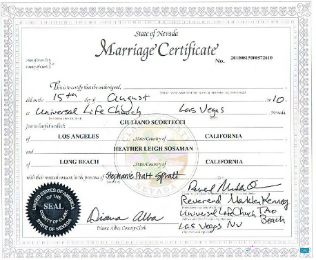 Download USA County of clerk of Nevada marriage certificate Photoshop template